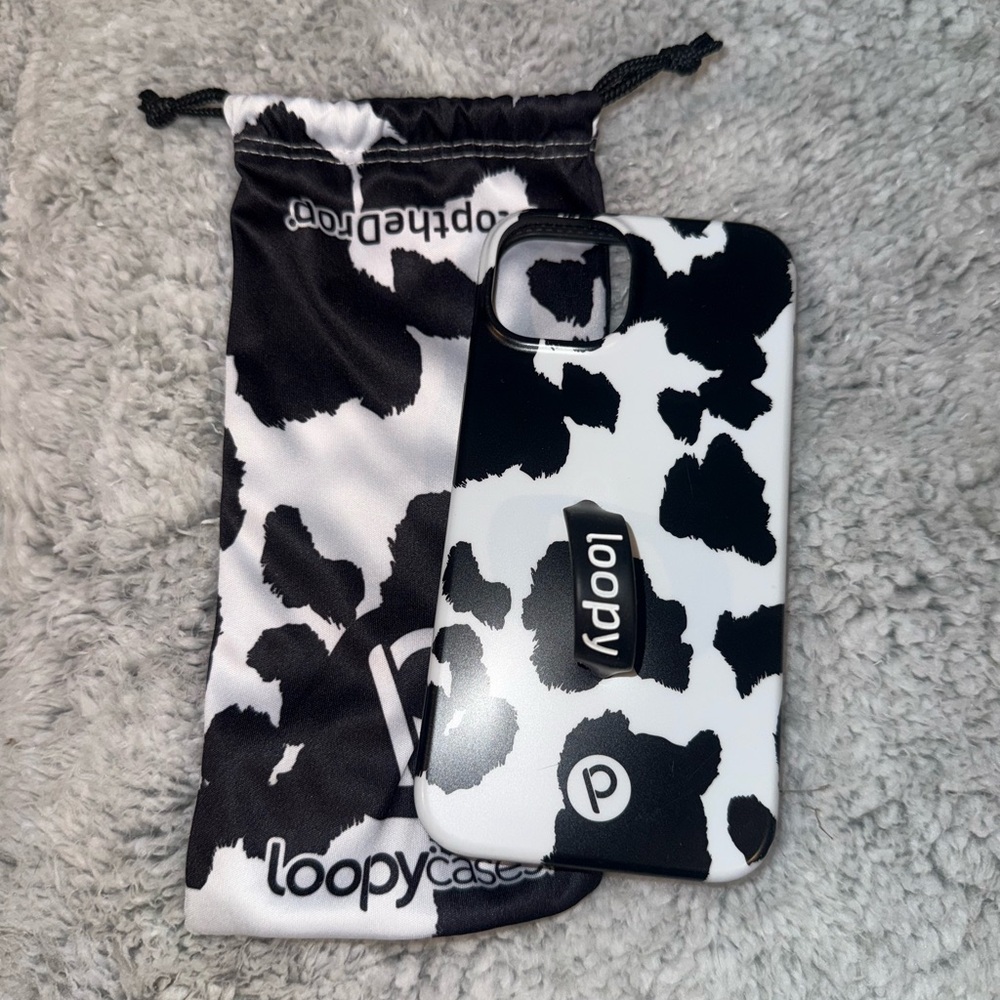 Loopy Black and White Cow Print Phone Case - iPhone 13 - righty